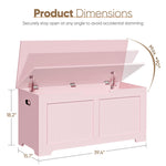 SUPER DEAL Storage Chest, 39 inches Chest Box Organizer with 2 Safety Hinges, Wooden Entryway Shoe Organizer Storage Bench, Pink