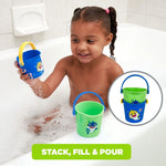 Nickelodeon Pink Fong Baby Shark Bath Toys Set for Children's Tub Time - Cups, Finger Puppets, and Bath Squirters, Blue/Green, 10 Pieces