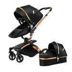 Convertible Baby Stroller with Bassinet, 360° Rotation, Triple Shock Absorption, Foldable, Safe & Comfortable, Aesthetic Pushchair for Newborn Infant Toddler Aged 0-36 Months (Brown)