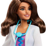 Barbie Careers Doctor Fashion Doll Wearing Removable Look with White Coat, Dress & Shoes, Plus Stethoscope Accessory