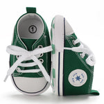 KKIIDDSS Unisex Baby Girls Boys Canvas High-top Shoes, Newborn Infant Anti-Slip Soft Sole Frist Walking Sneakers (A03/Green,0-6 Months