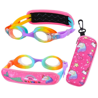 RUIGAO Kids Goggles, Toddler Goggles3/4/5/6 Years Old, Rainbow Mermaid Unicorn Goggles for Kid/Child/Youth Swimming
