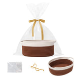Gift Basket with Gift Bag and Ribbons,Small Rope Woven Shelf Storage,Baskets for Gifts Empty,Birthday,Shower,Decorative Organizer Box for Cat Dog Pet with Handles(White)