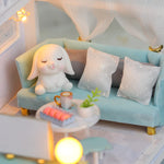 GuDoQi DIY Miniature Dollhouse Kit, Tiny House kit with Furniture, Miniature House Kit 1:24 Scale, Great Gift for Birthday Easter, Beautiful Blue Room