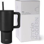 Simple Modern 40 oz Trek Tumbler with Handle and Straw Lid | Cup Holder Friendly Insulated Stainless Steel Travel Mug | Almond Birch