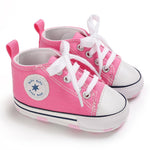 KKIIDDSS Unisex Baby Girls Boys Canvas High-top Shoes, Newborn Infant Anti-Slip Soft Sole Frist Walking Sneakers (A01/Pink,6-12 Months)