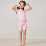 pureborn Toddler Pajamas Set Pjs - Little Girl Short Sleeve Snug Fit Sleepwear 2pcs Light Pink 2T