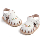 Myleleya Baby Girls Sandals Summer Baby Girl Flat Shoes Soft Sole Closed Toe Beach Sandal Infant Newborn Crib Shoes First Walkers Prewalkers Shoes