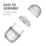 Boon Nursh Reusable Silicone Pouch Baby Bottles - Slow Flow Nipple - Silicone Baby Bottle Pouch and Nipple - Baby Feeding Essentials - Gray - 0-3 Months - 3 Count - 4 Ounce