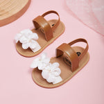 Yibubu Baby Girl Flower Sandals Soft Sole Infant First Walker Shoes, Cute Toddler Summer Sandals with 3D Chiffon Flowers & Elastic Heel Strap for Newborn 0-6 6-12 12-18 Months (6349BW, Infant, Women, 18 Months, Age, US Footwear Size System, 6 Months, Medi