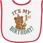 inktastic Cute Teddy Bear 1st Birthday Celebration Baby Terry Cloth Bib