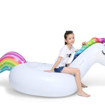 Jasonwell Big Inflatable Unicorn Pool Float Floatie Ride On with Fast Valves Large Rideable Blow Up Summer Beach Swimming Pool Party Lounge Raft Decorations Toys for Kids Adults
