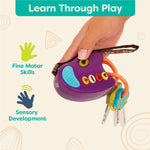 B. toys – Toy Car Keys – Key Fob with Lights & Sounds – Interactive Baby Toy – Pretend Keys for Babies, Toddlers – 10 Months + – FunKeys – Purple