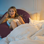 INSEN Pregnancy Pillow, Maternity Body Pillow with Velvet Cover, C Shaped for Side Sleeping (Cooling Tencel-Red Plum)