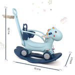 Ancaixin 4 in 1 Rocking Horse Ages 1-3, Baby Rocking Toy Birthday Gift for Toddlers 1-3 Years Old, Balance Bike Ride On Toys with Push Handle, Backrest and Balance Board for Baby Girl and Boy, Blue