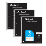 Oxford Primary Ruled Spiral Notebooks, Writing/Drawing Practice for Kids, Grades Pre-K, K-2, 70 Sheets, 8 x 10.5 Inches, Black, 3 Pack (1002542)