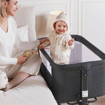 Larex Baby Bassinet, 3 in 1 Bassinets Bedside Sleeper Crib Sleeper for Newborn, Portable Crib Adjustable 7 Height Bedside Bassinet with Mattress and Movable Wheels，Breathable Mattress&Mesh(Dark Grey)