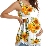 Xpenyo Womens Maternity Tank Top Sleeveless Lace Crochet Trim Peplum Cami Shirts Sunflower White 2XL