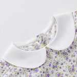 pureborn Toddler Girls Woven Dress Short Sleeve Cotton Peter Pan Collar Dress Summer Playwear Dresses Purple Blooms 2-3 Years
