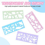 Ymapinc 4Pcs Kids Stencils for Drawing, Clear Ruler Animal-Shaped Stencils Drafting Tools Plastic Measuring Templates Rulers for Office School Drawing Supplies