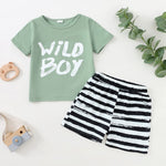 Kucnuzki Baby Boy Clothes 12-18 Months Baby Boy Outfit Toddler Boy Short Sleeve Graphic Tees Green T Shirts Boys Shorts Set Boys' Clothing Sets