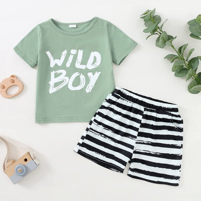 Kucnuzki Baby Boy Clothes 12-18 Months Baby Boy Outfit Toddler Boy Short Sleeve Graphic Tees Green T Shirts Boys Shorts Set Boys' Clothing Sets