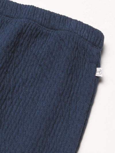 HonestBaby Baby Organic Cotton Matelasse Harem Pant, Dark Navy, 0-3 Months