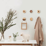 WONQEXZ Wall Hook,Child Baby Nursery Wood Wall Hook,Natural Biscuit Coat Hooks,Wooden Hooks,Children Wall Mounted Hook,Set of 6