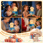Mushroom Night Light, White Silicone Night Lamp, Touch Control with 30/60 min Dimmble, 3 Brightness Levels, 7 Color Changing, LED Night Lights, USB-C Rechargeable, Gifts for Girls Boys