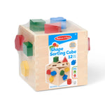 Melissa & Doug Shape Sorting Cube - Classic Wooden Toy With 12 Shapes Classic Kids Toys, Wooden Toddler Toys, Shape Sorter For Toddlers Ages 2+