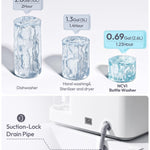 NCVI Baby Bottle Washer Sterilizer and Dryer Holds 6 Bottles & Pump Parts, Hospital-Grade Steam Sanitizer for Newborn & Multiple Feedings, Large Clean Machine for Busy Moms, Fast 19/49min Wash Cycles