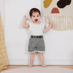 FOCUSNORM Toddler Baby Girl Summer Clothes Solid Sleeveless Ruffle Tank Top and Striped Short Set Newborn Infant Girl Outfits (Stripe White, 2-3T)