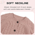 Peecabe Toddler Girl Sweaters Cable Knit Long Sleeve Crewneck Chunky Crochet Cardigans 1-6T (Skin Pink, 1T)
