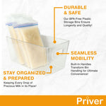 Priver - Breast Milk Freezer Storage Containers, 2 pack - Breastfeeding Essential in Organization and Storage for Milk & Baby Bottles, Reusable Freezer Organizer Bins, 5.2’’ W x 9.3" L x 4.2" H