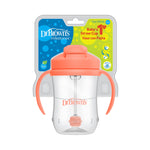 Dr. Brown's Milestones Insulated Sippy Cup with Straw and Handles, Pink, 10oz, 2 Pack, 12m+ & Dr. Brown’s Milestones Baby’s First Straw Cup, Training Cup with Weighted Straw, Coral, 6m+