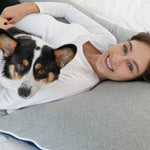Meiz Pregnancy Pillow, Cooling Pregnancy Pillows for Sleeping, Full Body Pregnancy Pillow with Reversible Cooling Jersey Cover & Velvet Cover, Blue & Grey