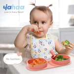 yahaa Toddler Plates Travel Essential on the go,Baby Plates with Forks and Spoons Self Feeding 6 months,Foldable,Silicone,BPA Free,Watermelon