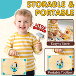 Lehoo Castle Kids Tool Set with Toolbox, Wooden Toys for 3 4 5 Years Old Boy Birthday Gift, Construction Play Tools, STEM Learning Toys for Preschooler, Pretend Play Gifts for Christmas