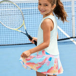PATPAT Girls 2 Piece Tennis Skirt Set Size 7-8 Green Tank Tops and Tie Dye Skort Athletic Sets Sleeveless Shirts + High Waisted Pleated Skirt 2 Piece Outfits Girl Clothes Tennis Outfit Activewear