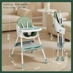 Ktaxon Baby High Chair, 6-in-1 Portable Feeding Rocking Seat with Adjustable Backrest, Removable Tray and 5-Point Safety Harness, Travel Folding Highchair for Toddlers & Babies, Green