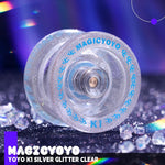 MAGICYOYO Tug Return Responsive Yoyo K1 , Hubstacks Yo-yo for Kids Beginners Dual Purpose YoYo with Unresponsive Bearing, Storage Bag + 12 Strings +Yo-Yo Glove +2 Yo yo Hubstacks (Glitter Clear)