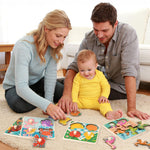 Funsland Wooden Toddler Puzzles - 4 Pcs Eco-Friendly Animal Patterns Jigsaw With Handles - Infant Kid Fine Motor Skill Learning Educational Montessori Toys for 1-3 Years Old