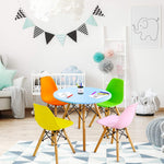 Costzon Kids Table and Chair Set, 5 PCS Mid-Century Modern Style Kids Desk Set w/Wood Legs, Iron Frame for Dining Drawing Playing & Strong Bearing Capacity, Toddler Table and Chairs (Colorful)