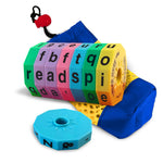 Geospace Read Spin Education Game for Kids – A Handheld Magnetic Spelling Game with Storage Pouch (Lower Case Letters)