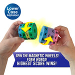 Geospace Read Spin Education Game for Kids – A Handheld Magnetic Spelling Game with Storage Pouch (Lower Case Letters)
