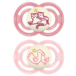 MAM Perfect Night Baby Pacifier, Patented Nipple, Glows in The Dark, 2 Pack, 6-16 Months, Girl