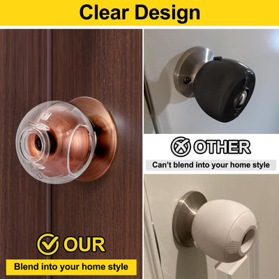 Clear Door Knob Safety Cover for Kids, 4 Pack Child Proof Door Knob Covers Fit More Color Knob Baby Proof Door Knob Covers Toddler Door Knob Cover Child Safety Door Knob Cover 2.7 X 2.3 Inches