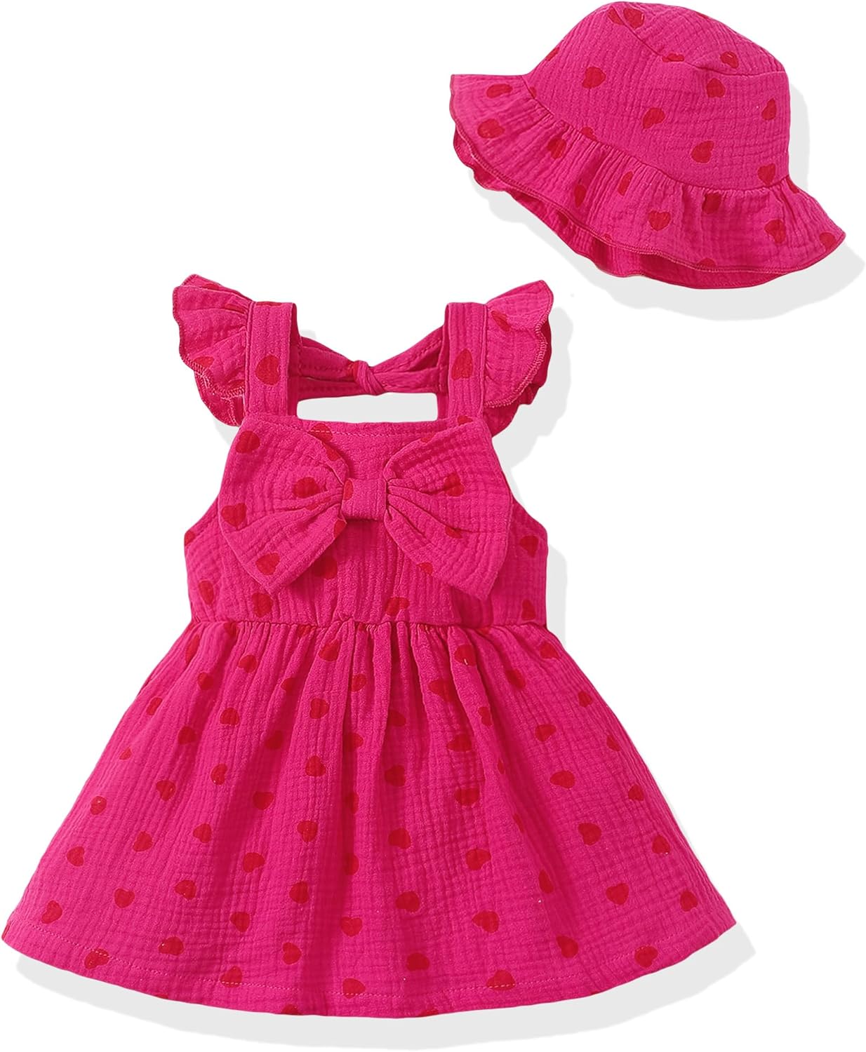 Renotemy Infant Baby Girl Dresses Toddler Girl Clothes Summer Cotton Linen Boho Smocked Sundress Gift for Girls with Hat