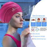 Extra Large Swim Cap for Braids and Dreadlocks Women Men Silicone Swimming Cap for Long Thick Curly Weaves Afro Hair Extensions (Black, Purple)