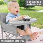 M-Castle New Portable Travel Booster Seat with Tray|Foldable Infant Seat Booster Dining Chair|Great for Camping, Beach, Lawn|Toddler, Child Camping Chair 6 Months - 3 Years Old （Gary）